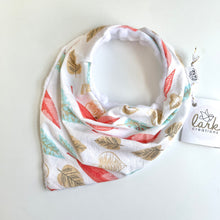 Load image into Gallery viewer, feathers coral/mint/gold | drool bib