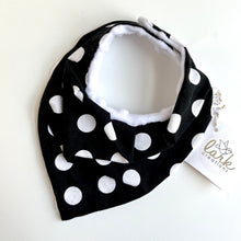 Load image into Gallery viewer, polka dot on black | drool bib