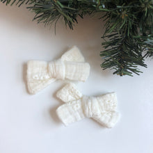 Load image into Gallery viewer, embroidered gauze-white | school girl bow pigtail set