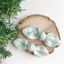 Load image into Gallery viewer, sage gingham | knotted bow