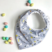Load image into Gallery viewer, rabbits on grey | drool bib