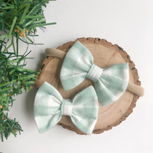 Load image into Gallery viewer, sage gingham | classic bow
