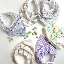 Load image into Gallery viewer, rabbits on grey | drool bib