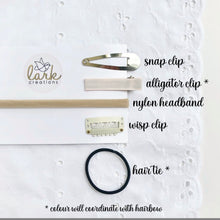 Load image into Gallery viewer, chambray stripe | school girl bow wisp clip