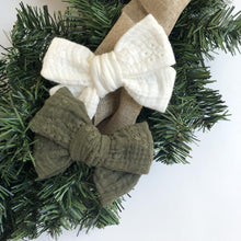 Load image into Gallery viewer, embroidered gauze-white | lark bow