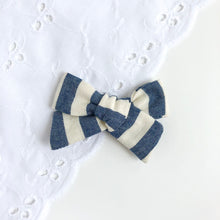 Load image into Gallery viewer, chambray stripe | school girl bow wisp clip