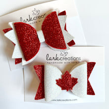 Load image into Gallery viewer, oh canada | glitter bow
