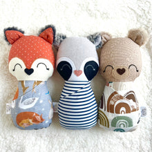 Load image into Gallery viewer, navy stripes | raccoon swaddle bébé
