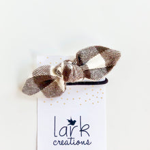 Load image into Gallery viewer, buffalo plaid chestnut/ivory | knotted bow hair tie
