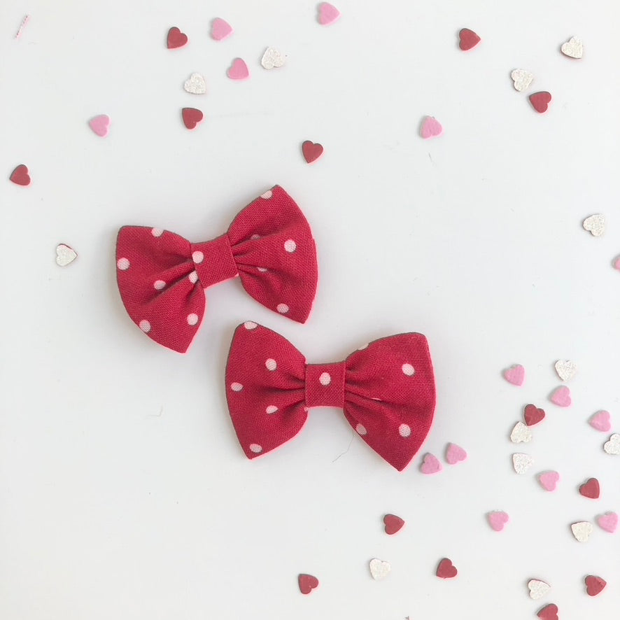 red polka dot | classic bow pigtail set