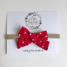 Load image into Gallery viewer, polka dot red | school girl bow headband
