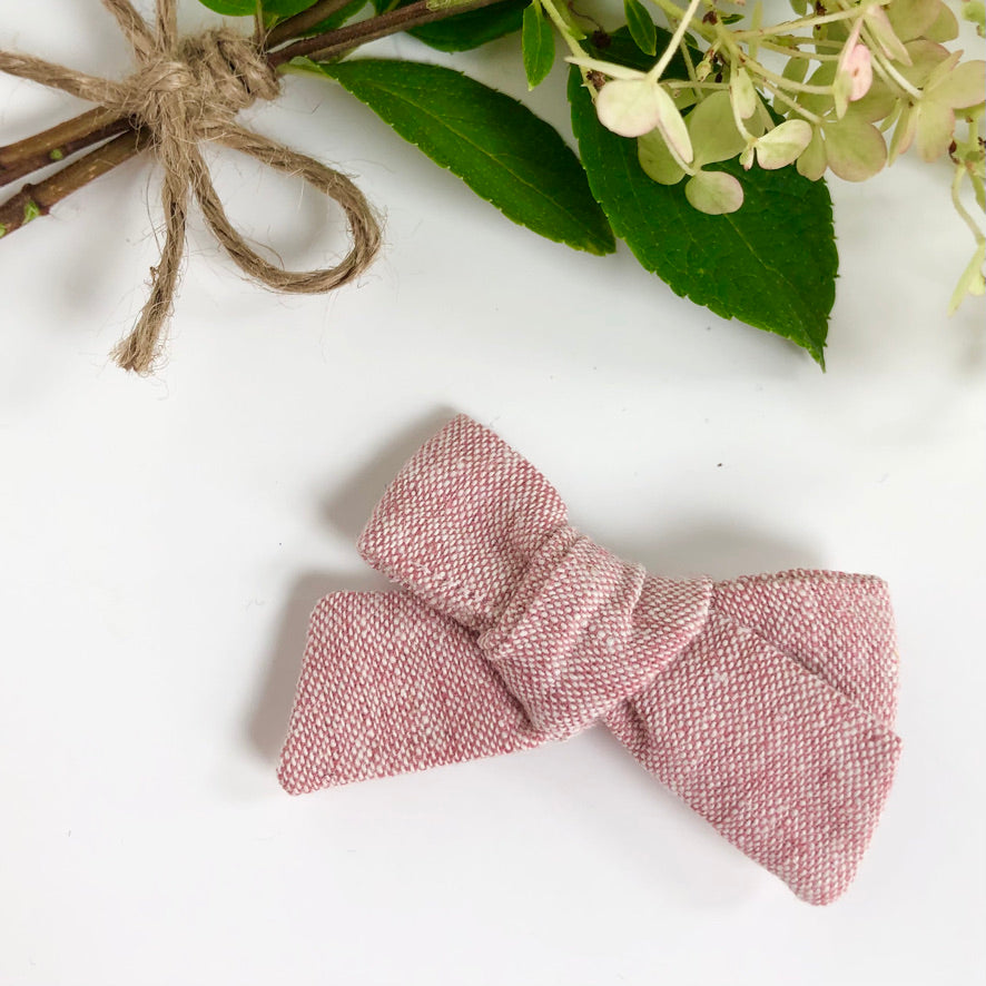 linen school girl bow | berry