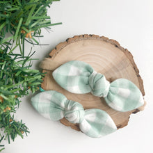 Load image into Gallery viewer, sage gingham | knotted bow
