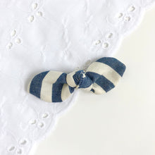 Load image into Gallery viewer, chambray stripe | knotted bow hairtie
