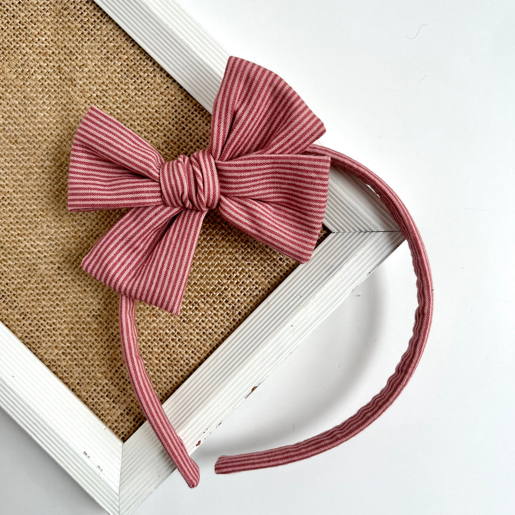 antique rose stripe | bow headband