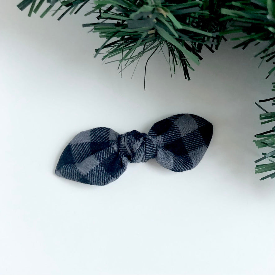 buffalo plaid-black | knotted bow