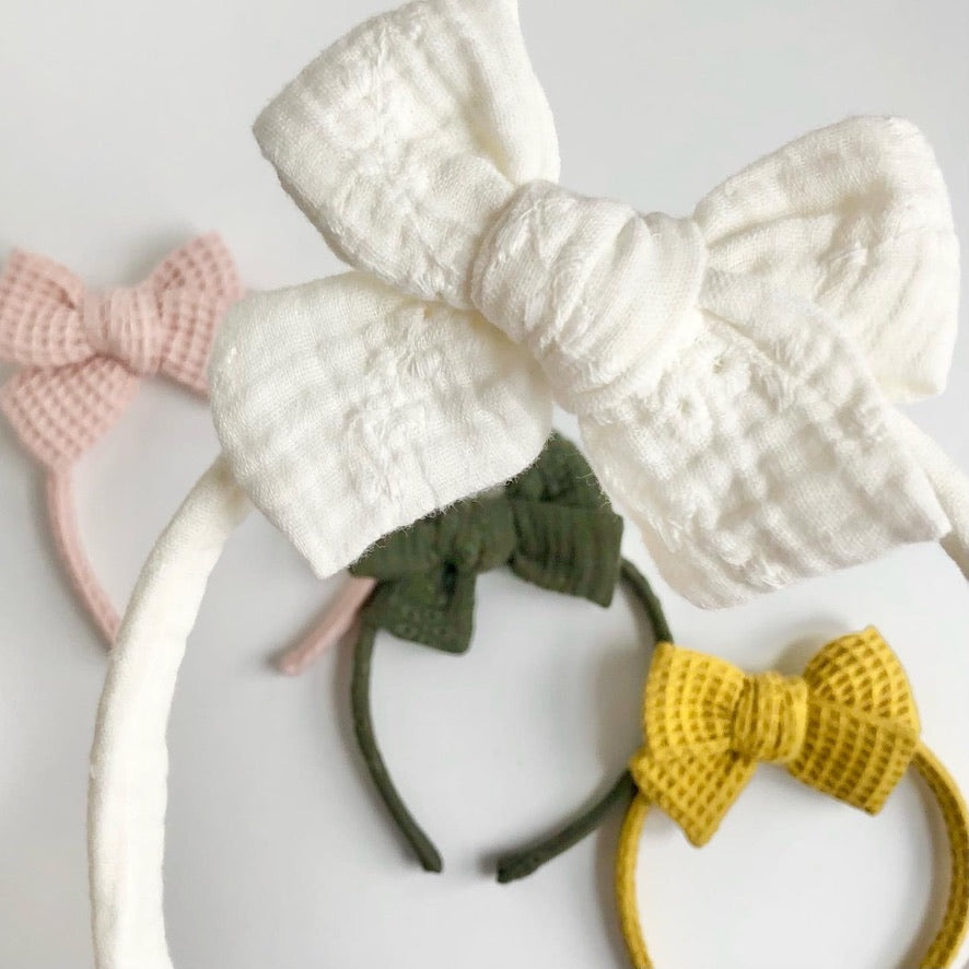 white | bow headband