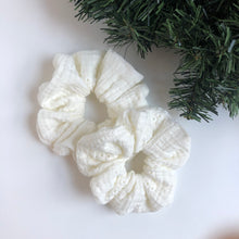 Load image into Gallery viewer, embroidered gauze-white | scrunchie
