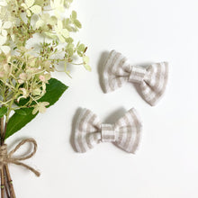 Load image into Gallery viewer, linen classic bow | woven stripe-natural
