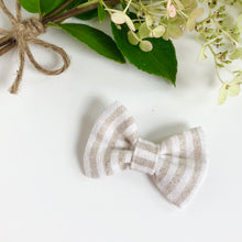 Load image into Gallery viewer, linen classic bow | woven stripe-natural
